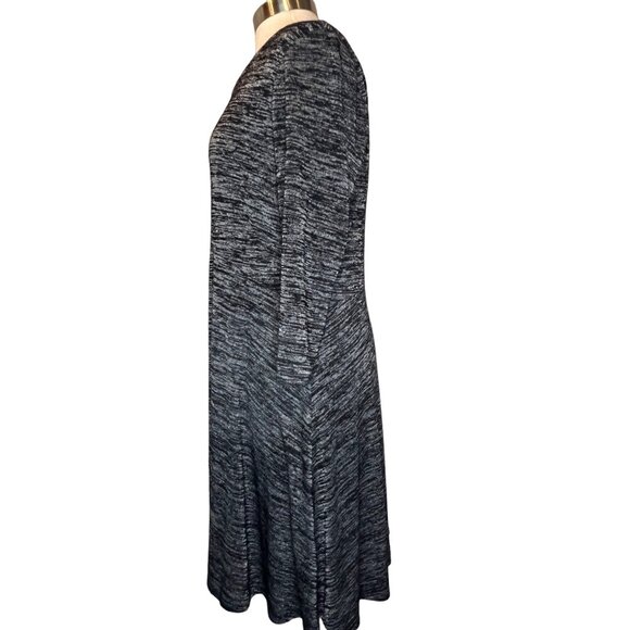 APT. 9 Women's Empire Dress Large Black/Grey Marble Midi Office Cozy Comfort - Picture 3 of 11